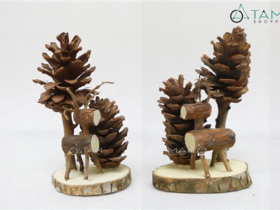 Bộ tiểu cảnh Noel handmade tuần lộc 2 thông X-TCANH-05